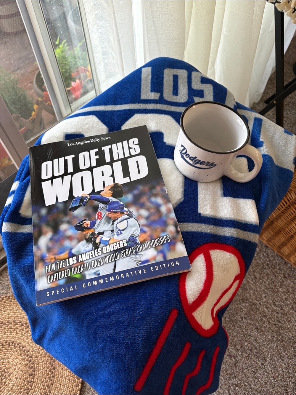 Los Angeles Dodgers Blue Fleece Throw with Dodgers Mug Souvenir Book Bundle